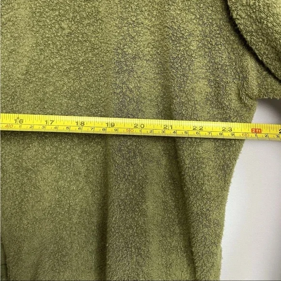 Free People Green Emma’s Henley Top Sz L Tie Waist Raw Hem LS Fairy Boho EUC - Picture 7 of 14